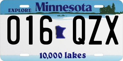 MN license plate 016QZX