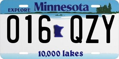MN license plate 016QZY