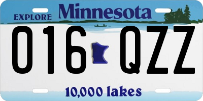 MN license plate 016QZZ
