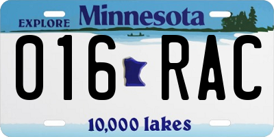 MN license plate 016RAC