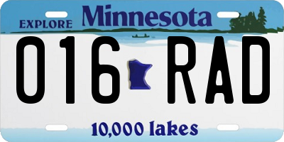 MN license plate 016RAD