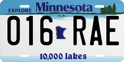 MN license plate 016RAE