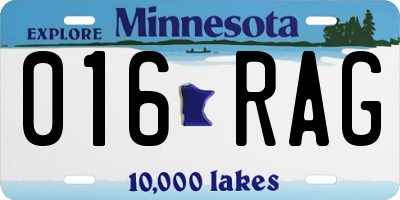 MN license plate 016RAG