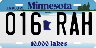 MN license plate 016RAH