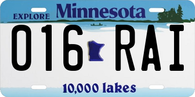MN license plate 016RAI