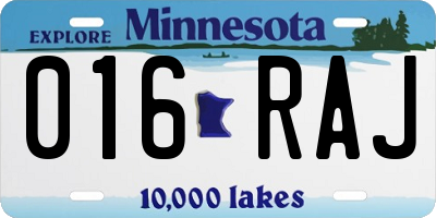 MN license plate 016RAJ
