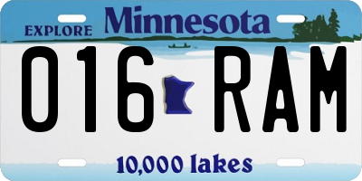 MN license plate 016RAM