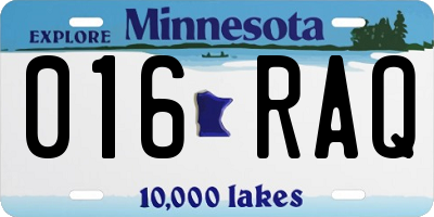 MN license plate 016RAQ