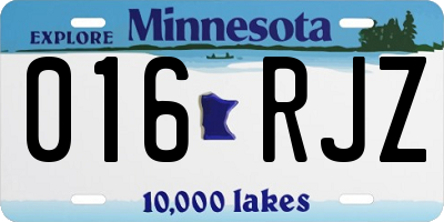 MN license plate 016RJZ