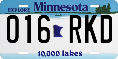 MN license plate 016RKD