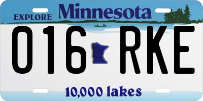 MN license plate 016RKE