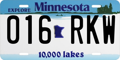 MN license plate 016RKW