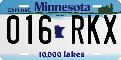 MN license plate 016RKX