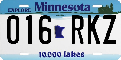 MN license plate 016RKZ