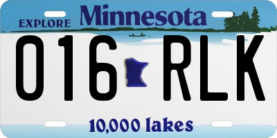 MN license plate 016RLK
