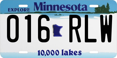 MN license plate 016RLW