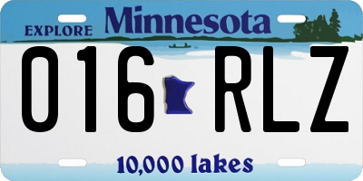 MN license plate 016RLZ
