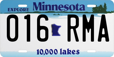 MN license plate 016RMA