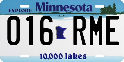 MN license plate 016RME