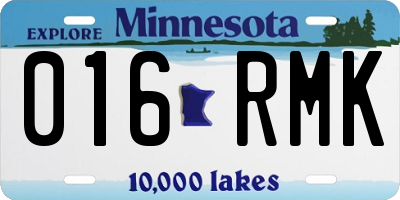 MN license plate 016RMK