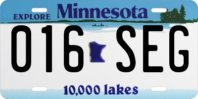 MN license plate 016SEG