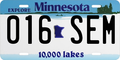 MN license plate 016SEM