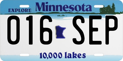 MN license plate 016SEP