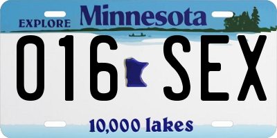 MN license plate 016SEX