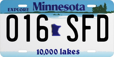 MN license plate 016SFD