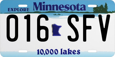 MN license plate 016SFV