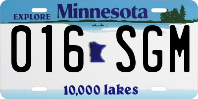 MN license plate 016SGM