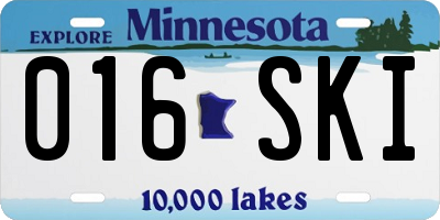 MN license plate 016SKI
