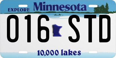 MN license plate 016STD