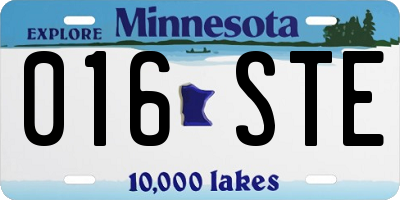 MN license plate 016STE
