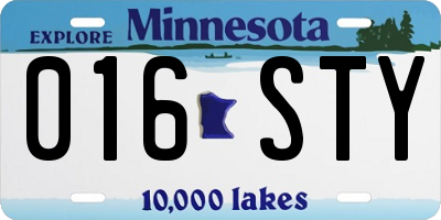 MN license plate 016STY