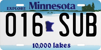 MN license plate 016SUB
