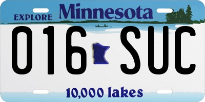 MN license plate 016SUC
