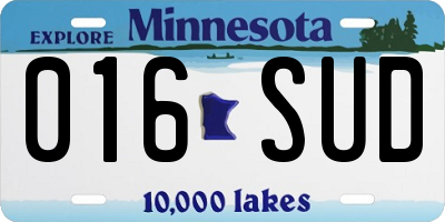 MN license plate 016SUD