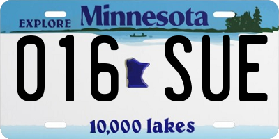 MN license plate 016SUE