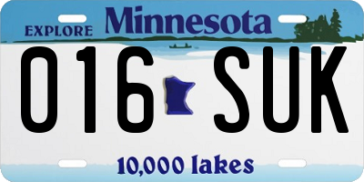 MN license plate 016SUK