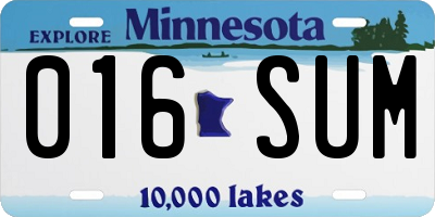 MN license plate 016SUM