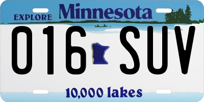 MN license plate 016SUV