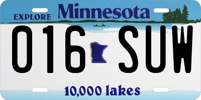 MN license plate 016SUW