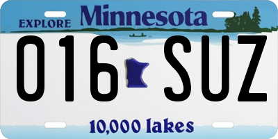 MN license plate 016SUZ