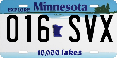 MN license plate 016SVX