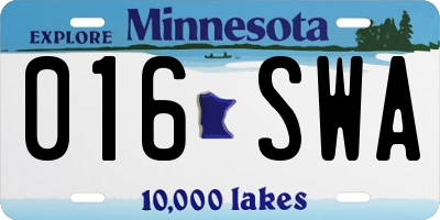 MN license plate 016SWA