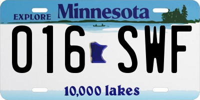 MN license plate 016SWF