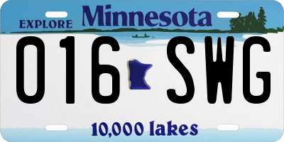 MN license plate 016SWG