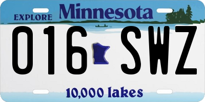 MN license plate 016SWZ