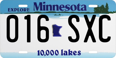 MN license plate 016SXC